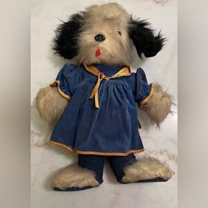 Rare Knickerbocker Animals Of Distinction Black White Dog Corduroy Dress 13” Vtg